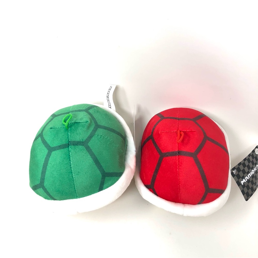Set of 2 Nintendo Super Mario Kart Green & Red Shell Good Stuff Plush Toy 5 inch